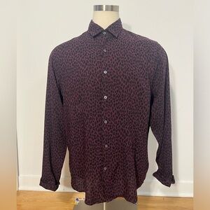 EXPRESS Cheetah Print Long Sleeve Slim Button Down